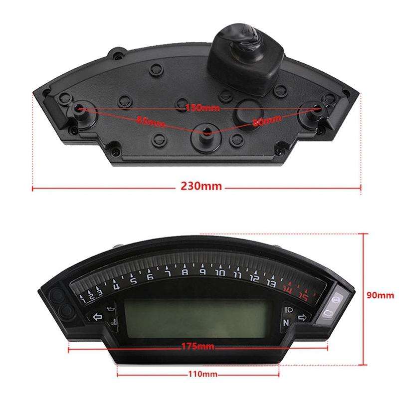Speedpark Motorcycle LCD TFT Digital Speedometer 14000RPM 6 Gear Backlight Motorcycle Odometer fo...