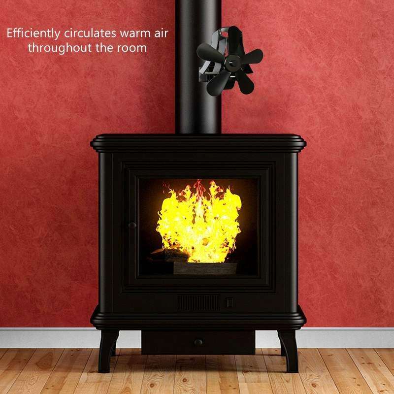 YL-106 5-Blade High Temperature Aluminum Heat Powered Fireplace Stove Fan(Grey)