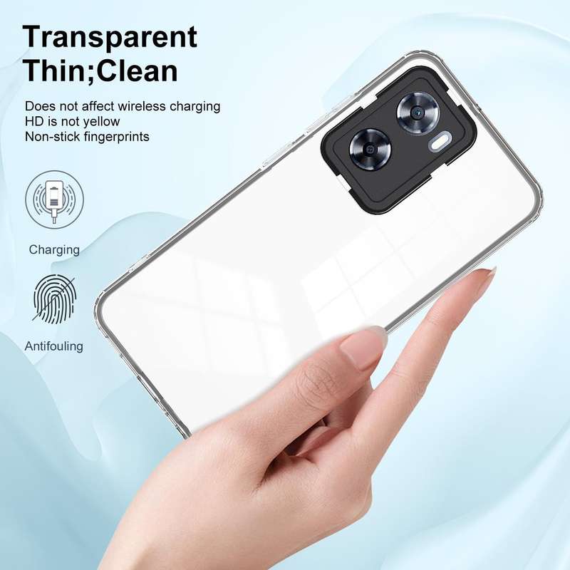 For OPPO A57 4G 2022 3 in 1 Clear TPU Color PC Frame Phone Case(Black)
