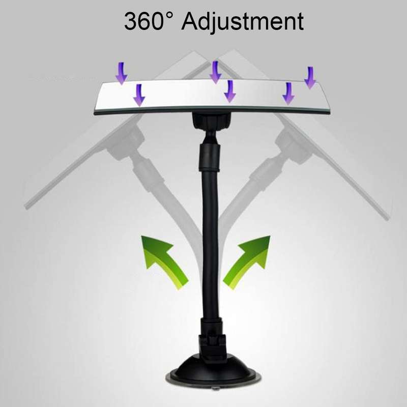 360 Degree Car Adjustable Interior Windshield Rectangular Blind Spot Mirror with Suck Cup Holder