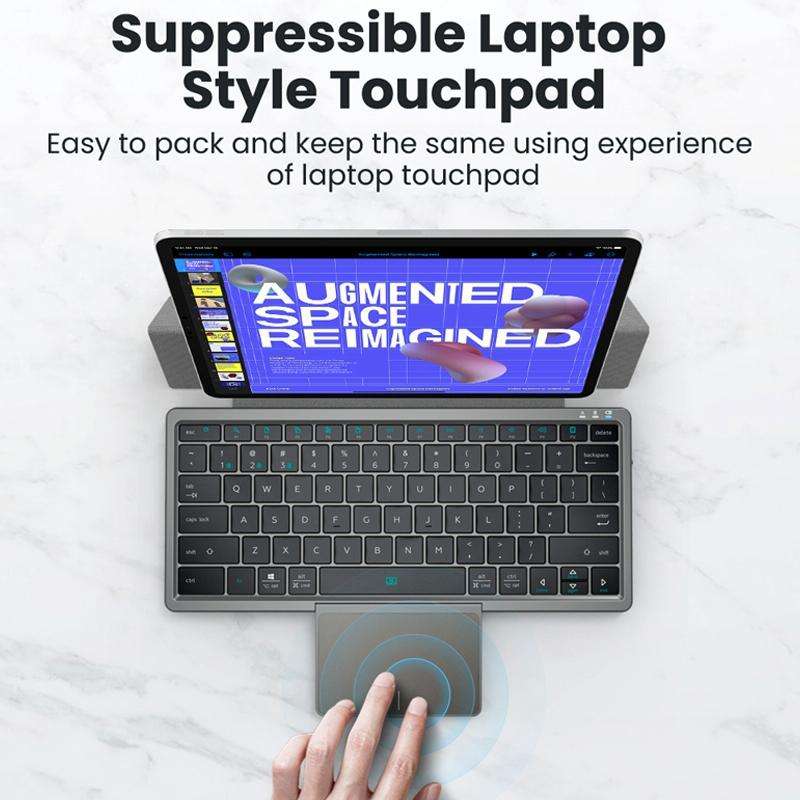 KF8700 78 Keys Hidden Touchpad Portable Tablet Computer Wireless Bluetooth Keypad With PU Leather...