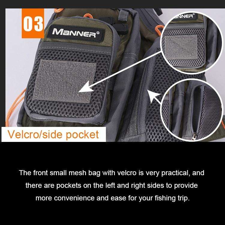 MANNER Outdoor Multifunctional Fishing Life Vest Swimming Life Jacket (Grey)