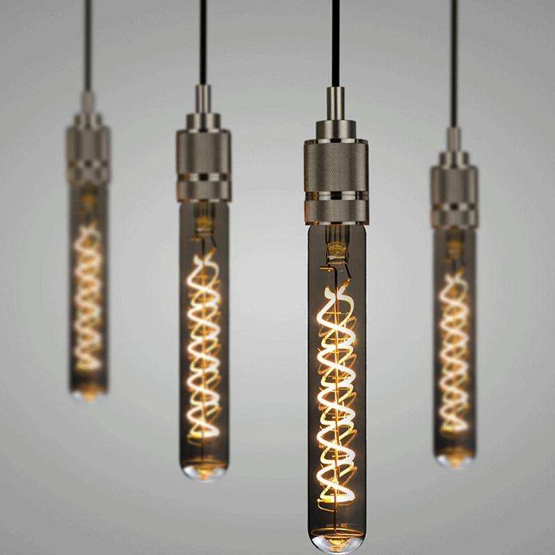 T185 Electroplating Smoke Grey Warm Light LED Bulb Retro Lamp