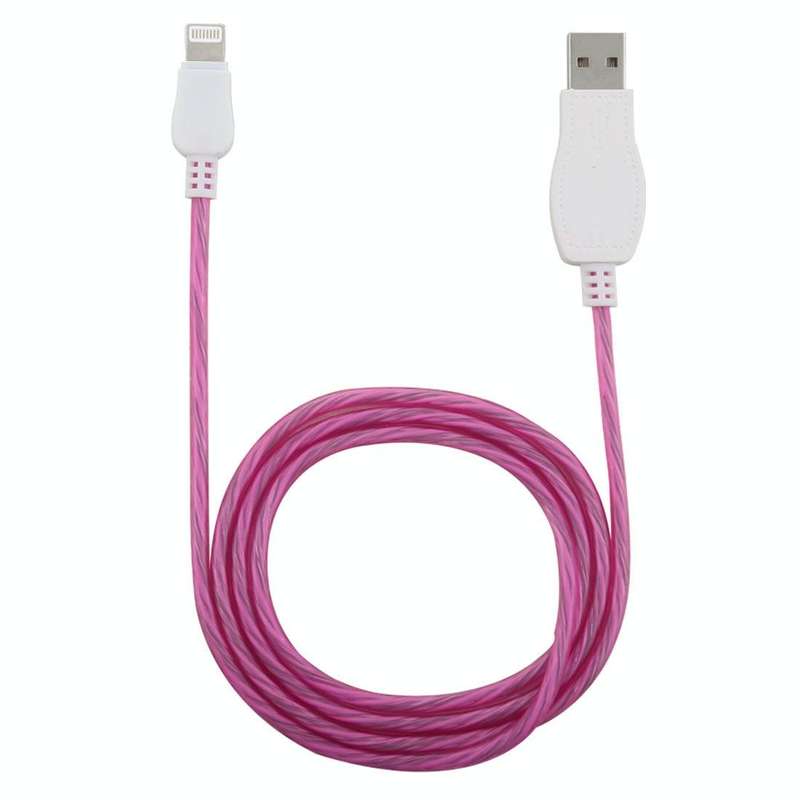 LED Flowing Light 1m USB to 8 Pin Data Sync Charge Cable for iPhone, iPad(Magenta)