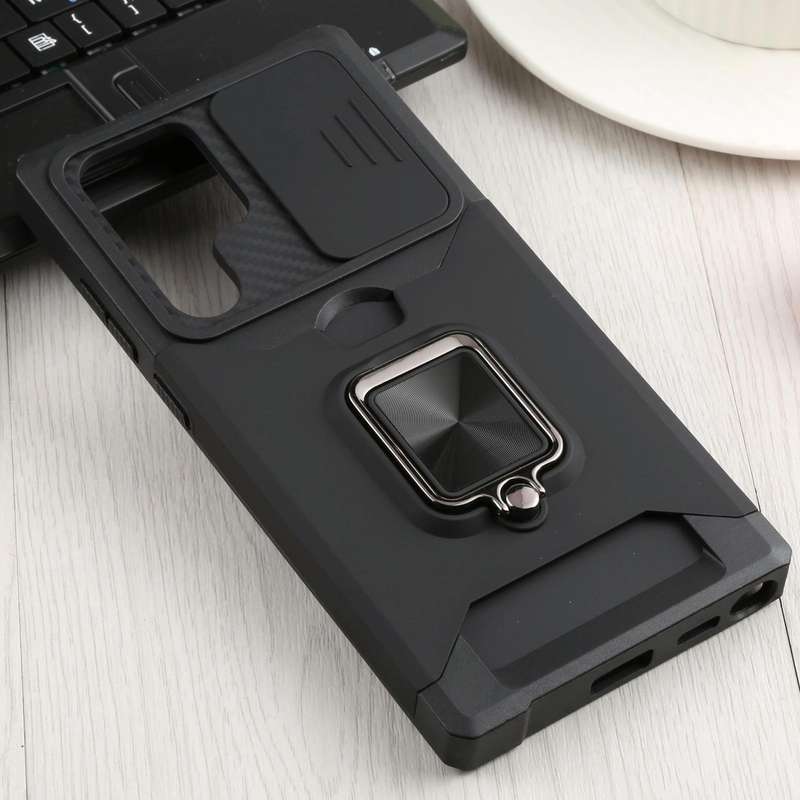 For Samsung Galaxy S22 Ultra 5G Sliding Camera Cover Design PC + TPU Shockproof Phone Case with R...