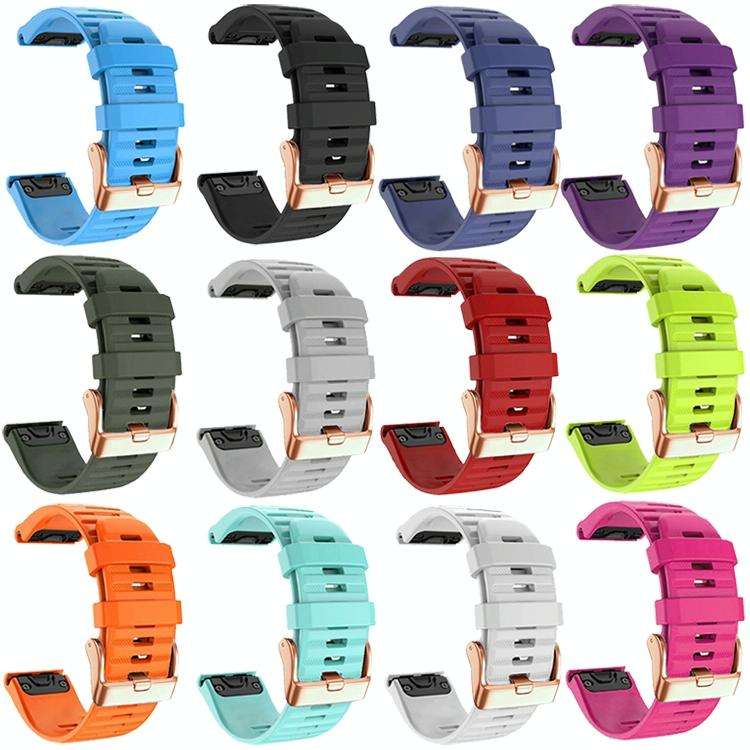 For Garmin Fenix 7S / 6S Pro / 5S Plus 20mm Rose Gold Buckle Quick Release Silicone Watch Band(Pu...