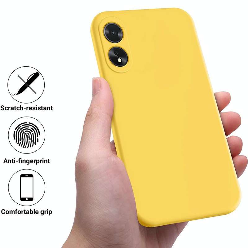 For OPPO A38 / A18 4G Pure Color Liquid Silicone Shockproof Phone Case(Yellow)