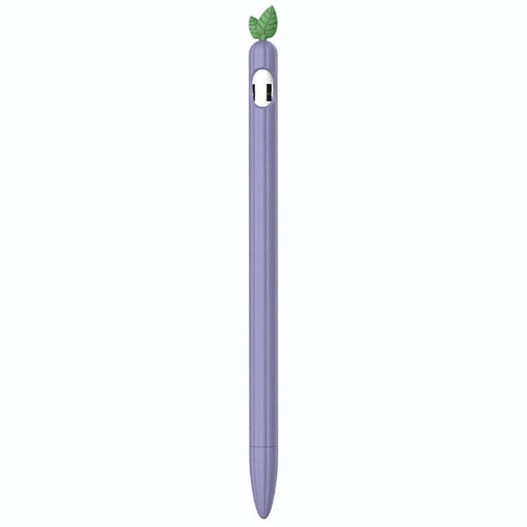 For Apple Pencil 1 Contrasting Color Mint Leaf Silicone Non-slip Protective Cover(Purple)