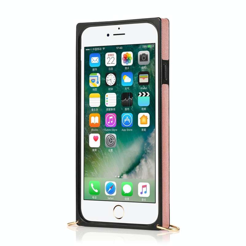 For iPhone 7 / 8 / SE 2020 Wrist Strap PU+TPU Shockproof Protective Case with Crossbody Lanyard &...