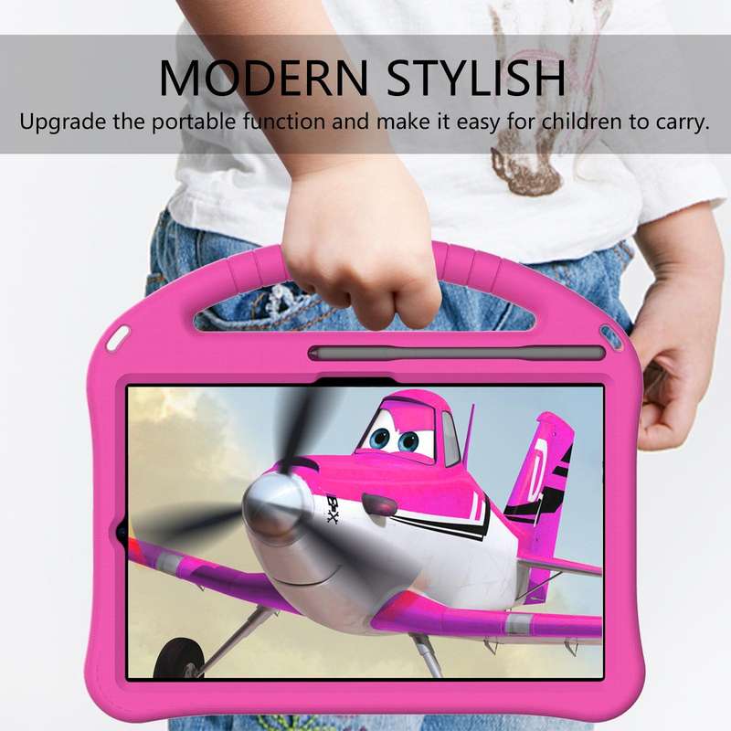 For Galaxy Tab S6 Lite P610/P615 EVA Flat Anti Falling Protective Case Shell with Holder(RoseRed)