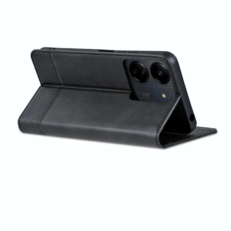 For Xiaomi Redmi 13C / Poco C65 AZNS Magnetic Calf Texture Flip Leather Phone Case(Black)