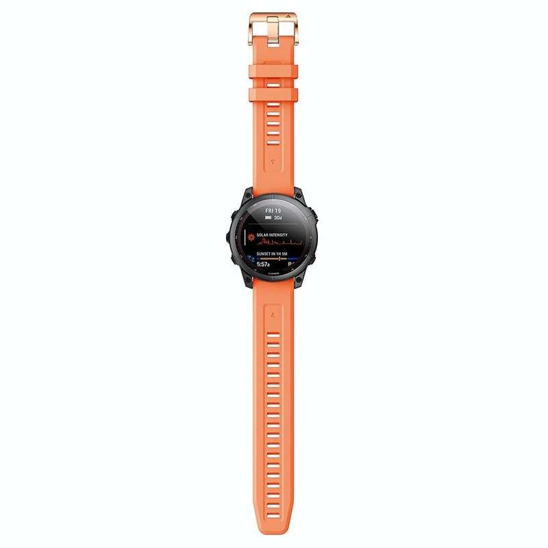 For Garmin Fenix 7S 20mm Rose Gold Buckle Silicone Watch Band(Orange)