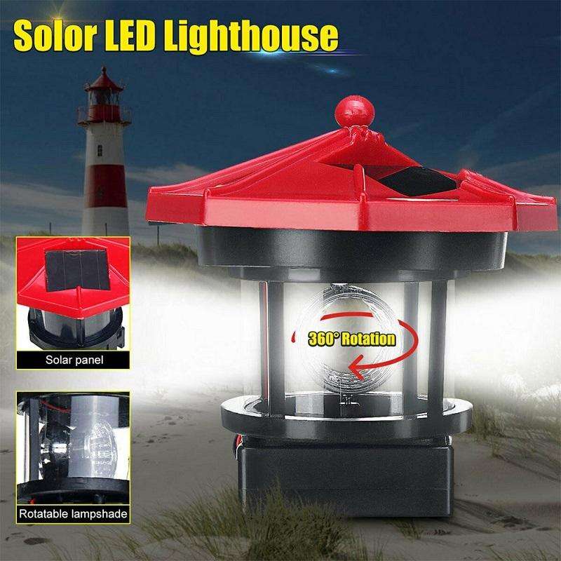 Outdoor Waterproof LED Solar Rotating Lighthouse Garden Decoration Induction Landscape Light(Red)