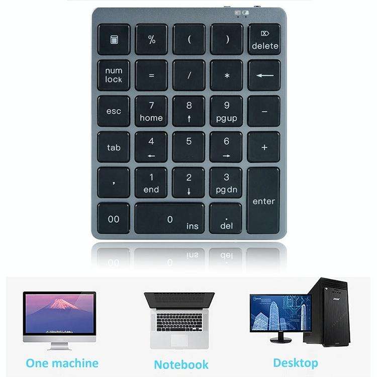 N970 Pro Dual Modes Aluminum Alloy Rechargeable Wireless Bluetooth Numeric Keyboard with USB HUB ...