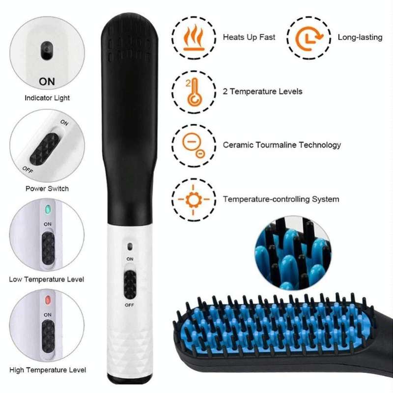 Mini Men Electrical Beard Styling Comb Beard Straightener, Plugs: US Plug (Gold)