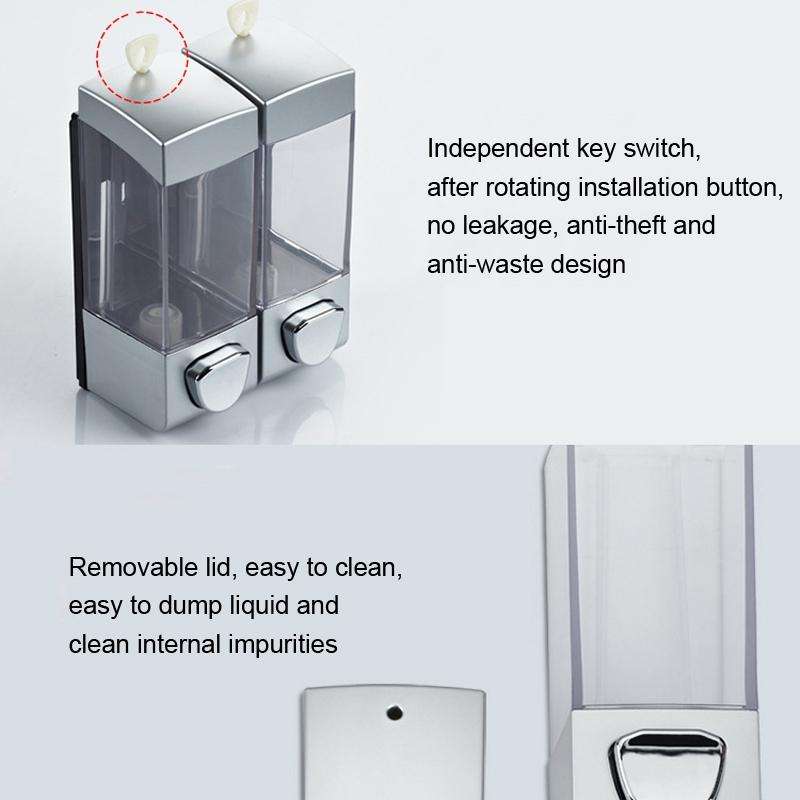 Double Head Wall Mounted Manual Press Soap Dispenser Shampoo Bottle Hand Wash Body Wash Dispenser...