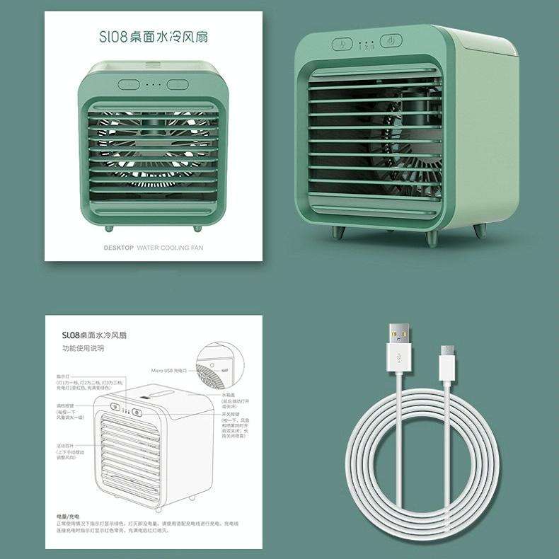 Desktop Humidification Spray USB Water-cooled Fan(Black and White)