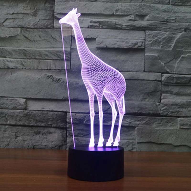 Giraffe Style 3D Touch Switch Control LED Light , 7 Color Discoloration Creative Visual Stereo La...