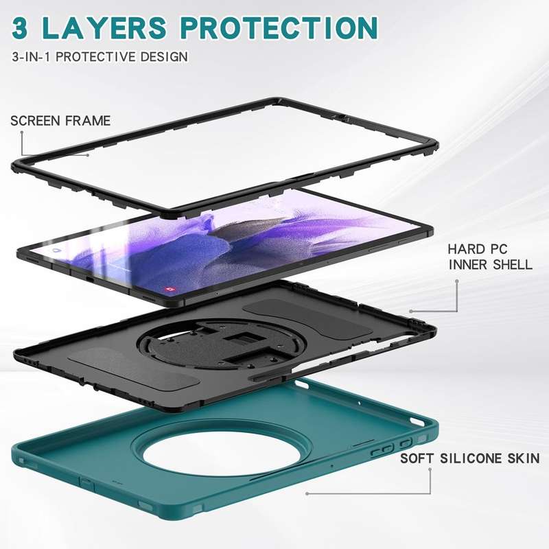 For Samsung Galaxy Tab S7 FE 12.4 inch T730 360 Degree Rotation PC+TPU Protective Cover with Hold...