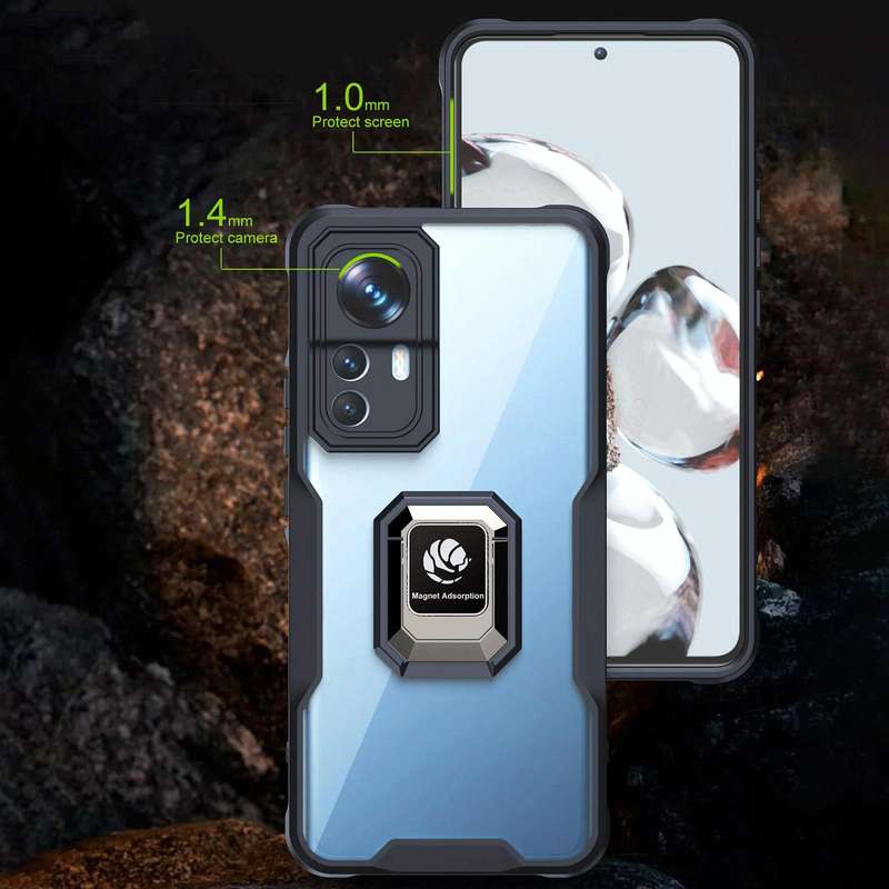 For Xiaomi 12 / 12X Armor Shockproof Magnetic Ring Phone Case(Black)