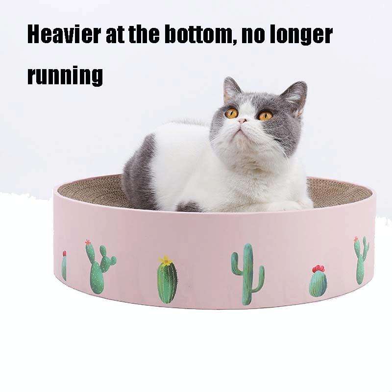 Round Corrugated Cat Scratcher Claw Sharpener Toy Bed, Colour: Pink 32x32x6cm