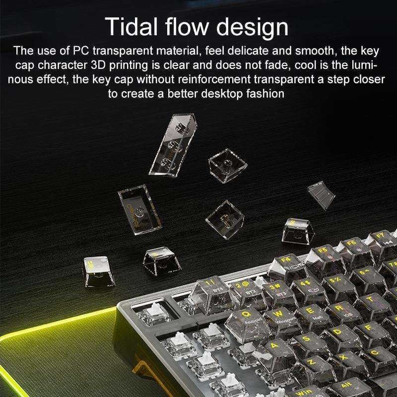 AULA F98 99-Key Wired 2.4G Bluetooth RGB Three Mode Mechanical Keyboard, Ice Crystal Switch(Black)