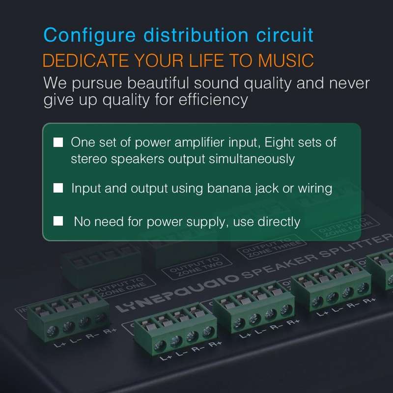 1 In 8 Out Amplifier And Sound Speaker Distributor, 8-Area Sound Source, Signal Distribution Pane...