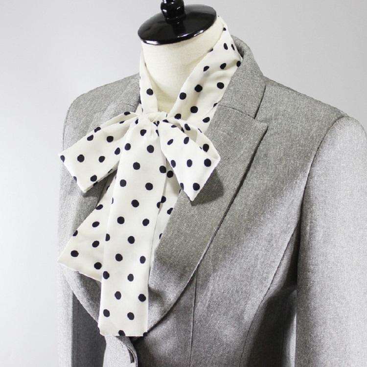 Dots Bow-knot Shirt Fake Collar Professional Outfit Decorated Collar(White Bottom)