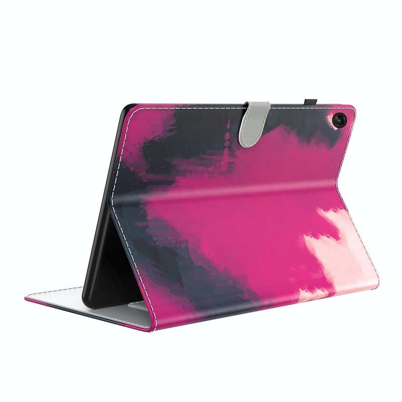 For Lenovo Tab M10 10.1 3rd Gen Watercolor Pattern Skin Feel Magnetic Leather Tablet Case(Berry)