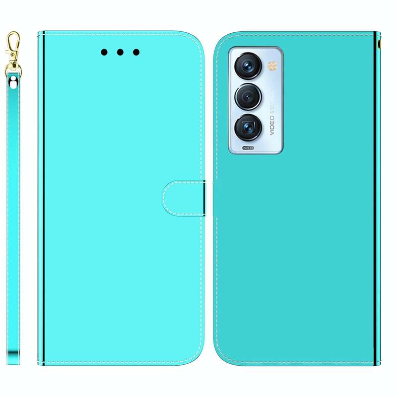 For Tecno Camon 18 Premier Imitated Mirror Surface Horizontal Flip Leather Phone Case(Mint Green)
