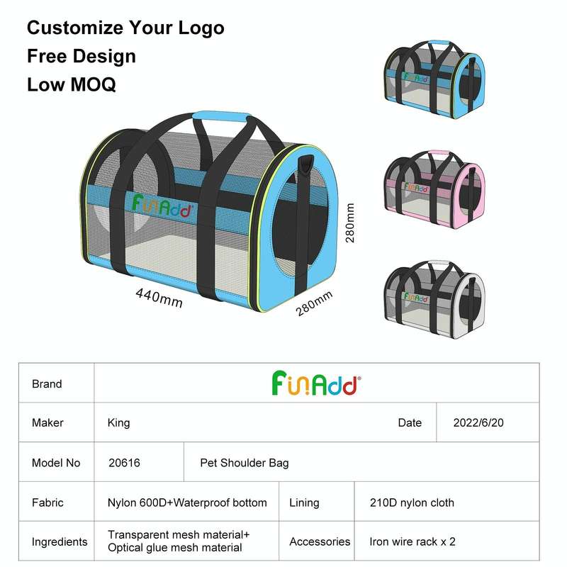 FUNADD Pet Travel Carrier Bag Shoulder Foldable Tote Bag(Grey)