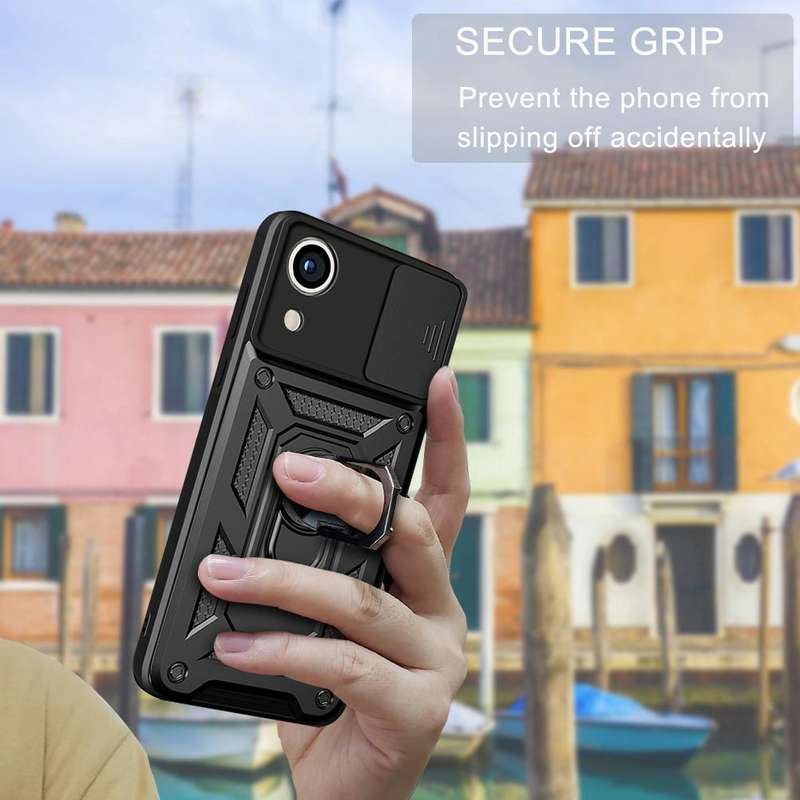 For Samsung Galaxy A03 Core Sliding Camera Cover Design TPU+PC Phone Case(Black)