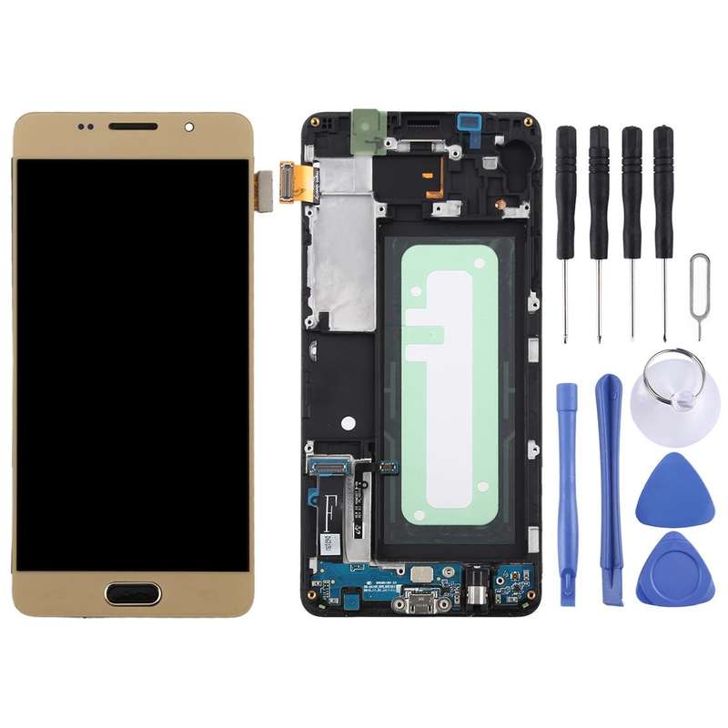 TFT LCD Screen for Galaxy A5 (2016) / A510F Digitizer Full Assembly with Frame (Gold)