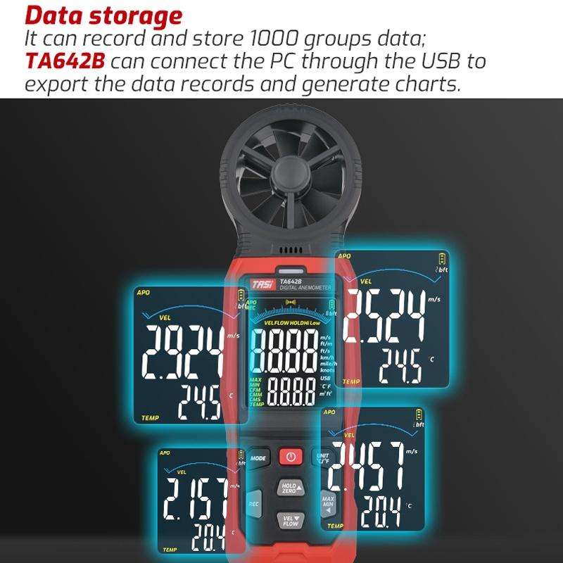 TASI TA642A Portable Digital Wind Speed Meter Air Volume Tester