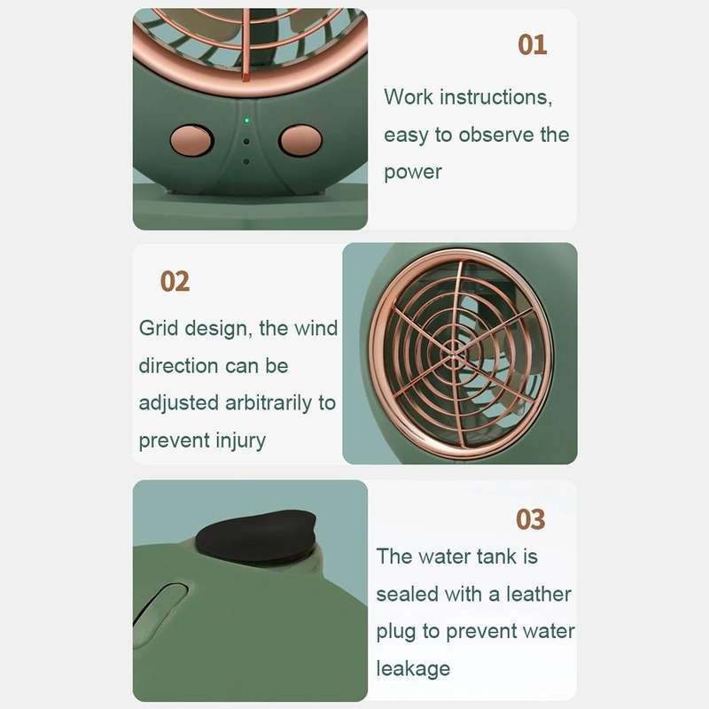 Home Office Portable Desktop Spray Fan Air Cooler, Spec: Plug-in Model(Green)