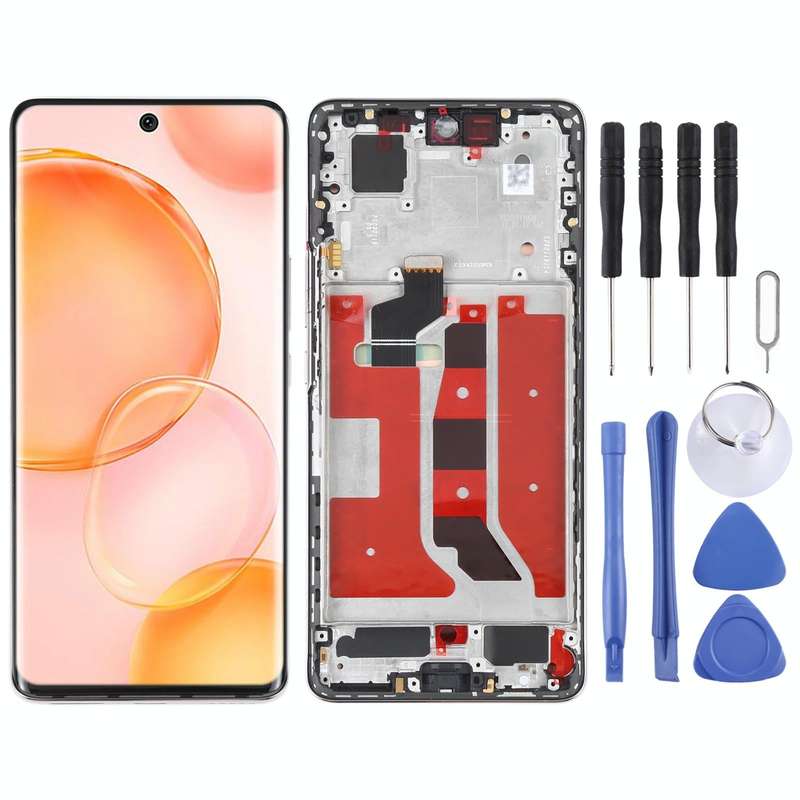 Original OLED LCD Screen for Honor 50 Digitizer Full Assembly with Frame(Silver)