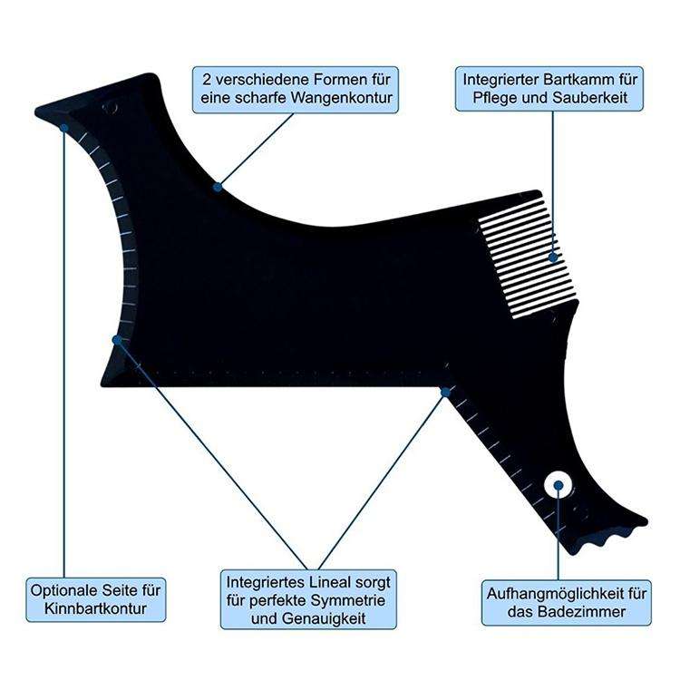 3 PCS Beard Styling Template Stencil Men Comb All-In-One Beard Shaping Tool(Black)