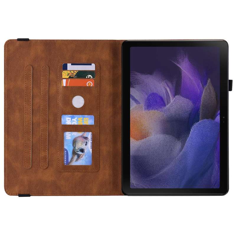 For Samsung Galaxy Tab A8 10.5 2021 Butterfly Flower Embossed Leather Tablet Case(Brown)