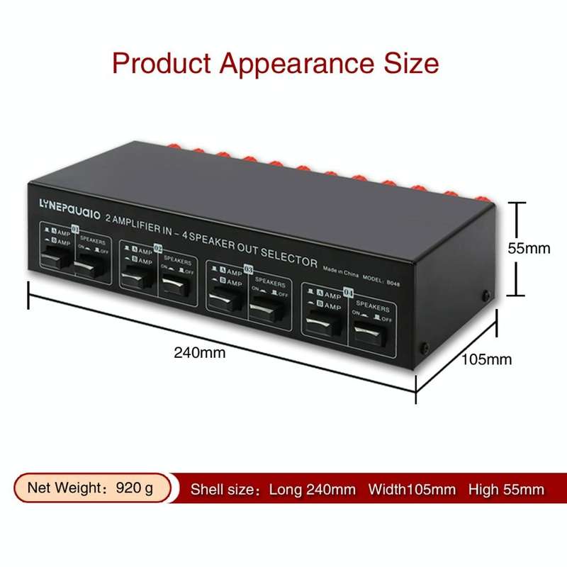 2-in 4-out Power Amplifier Speaker Switcher Splitter Comparator 300W Per Channel Without Loss Of ...