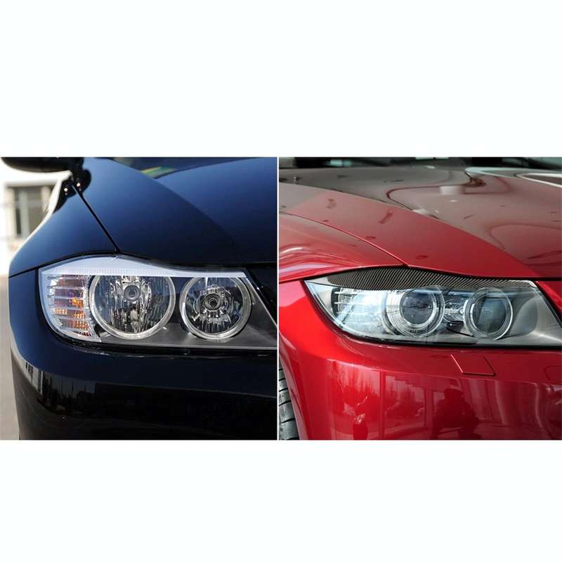 1 Pairs Carbon Fiber Car Lamp Eyebrow Decorative Sticker for BMW E90 / 318i / 320i / 325i 2005-20...
