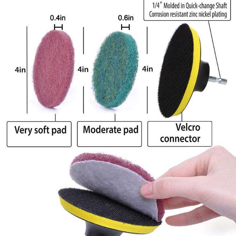13 in 1 4 inch Sponge Scouring Pad Floor Wall Window Glass Cleaning Descaling Electric Drill Brus...