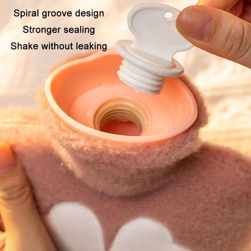 Cartoon Plush Portable Water Jection Mini Hot Water Bag, Color: 500ML Pink