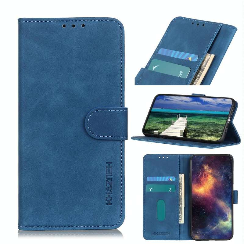 For vivo Y35 4G / Y22s KHAZNEH Retro Texture PU + TPU Horizontal Flip Leather Case(Blue)