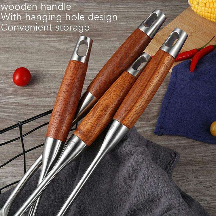 304 Stainless Steel Wooden Handle Kitchenware Kitchen Equipment, Style: Rice Spoon