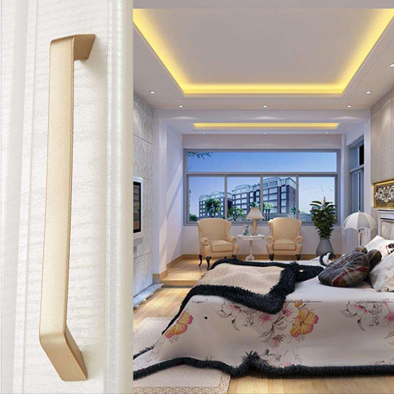 9009-320 Modern Simple Cabinet Door Handle Drawer Wardrobe Zinc Alloy Handle(Gold)