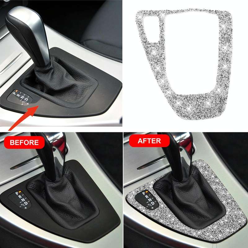 For BMW 3 Series E90 / E92 2005-2012 Car Gear Panel Diamond Decorative Sticker, Left Drive