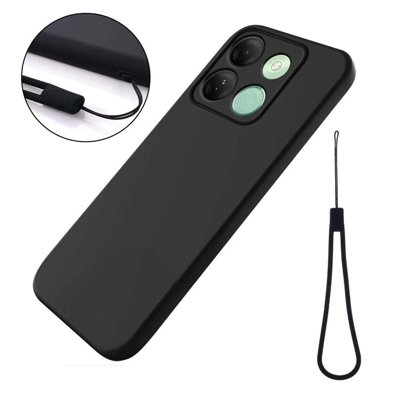 For itel A05s Pure Color Liquid Silicone Shockproof Phone Case(Black)