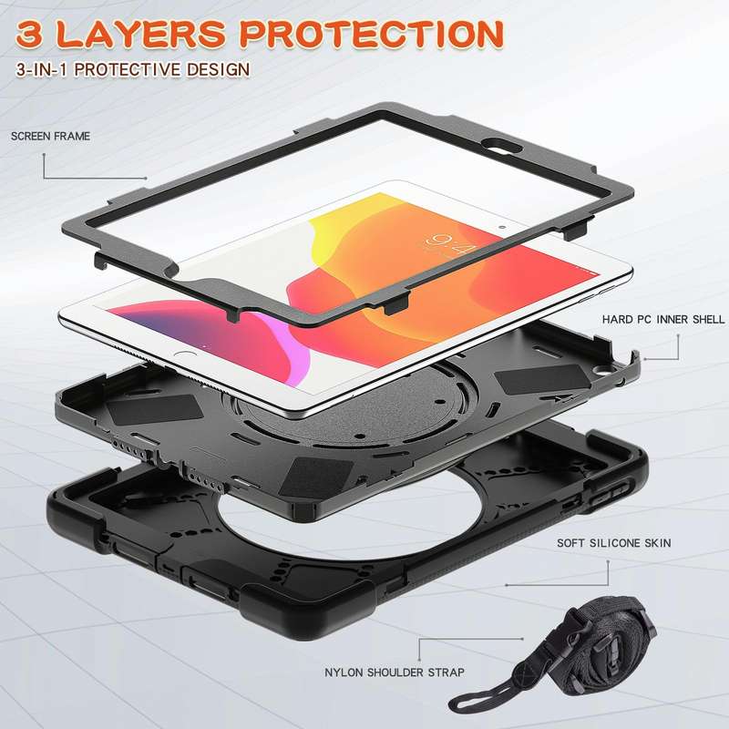 For Apple iPad 10.2 2021 / 2020 / 2019 Contrast Color Silicone + PC Protective Case with Holder &...