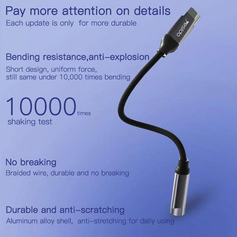 Yesido YAU19 Type-C to 3.5mm Audio Adapter Cable(Grey)