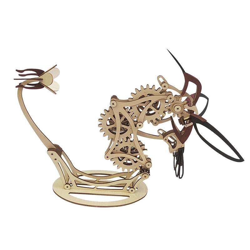 3D Wooden Mechanical Hummingbird Hand-Assembled Puzzle Model(Wood Color)